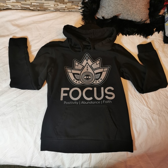 Focus By Nark Tops - Old School Black Hoodie Sz. S Cute and Fashionable